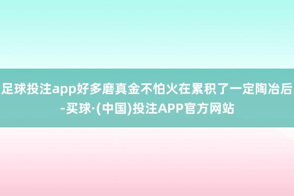 足球投注app好多磨真金不怕火在累积了一定陶冶后-买球·(中国)投注APP官方网站