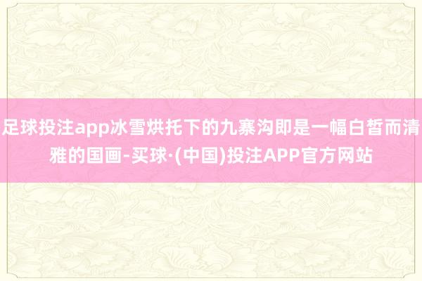 足球投注app冰雪烘托下的九寨沟即是一幅白皙而清雅的国画-买球·(中国)投注APP官方网站