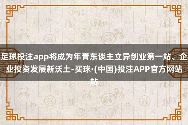足球投注app将成为年青东谈主立异创业第一站、企业投资发展新沃土-买球·(中国)投注APP官方网站