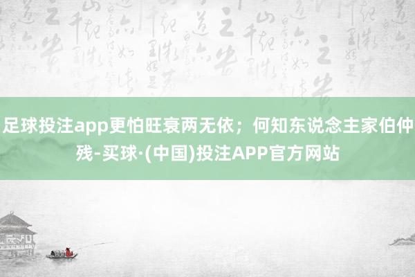 足球投注app更怕旺衰两无依；何知东说念主家伯仲残-买球·(中国)投注APP官方网站