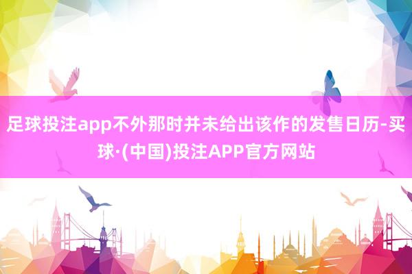 足球投注app不外那时并未给出该作的发售日历-买球·(中国)投注APP官方网站