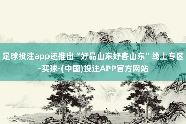 足球投注app还推出“好品山东好客山东”线上专区-买球·(中国)投注APP官方网站