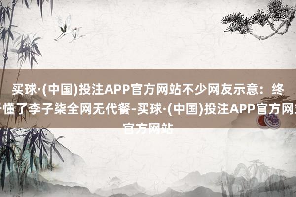 买球·(中国)投注APP官方网站不少网友示意：终于懂了李子柒全网无代餐-买球·(中国)投注APP官方网站