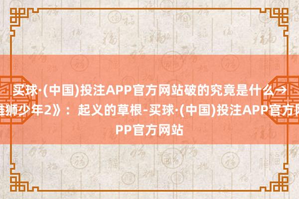 买球·(中国)投注APP官方网站破的究竟是什么→《雄狮少年2》：起义的草根-买球·(中国)投注APP官方网站