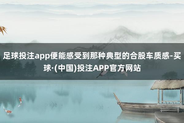 足球投注app便能感受到那种典型的合股车质感-买球·(中国)投注APP官方网站