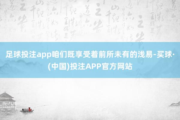 足球投注app咱们既享受着前所未有的浅易-买球·(中国)投注APP官方网站
