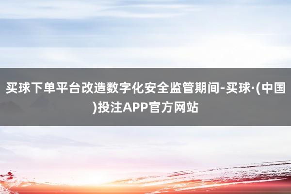 买球下单平台改造数字化安全监管期间-买球·(中国)投注APP官方网站