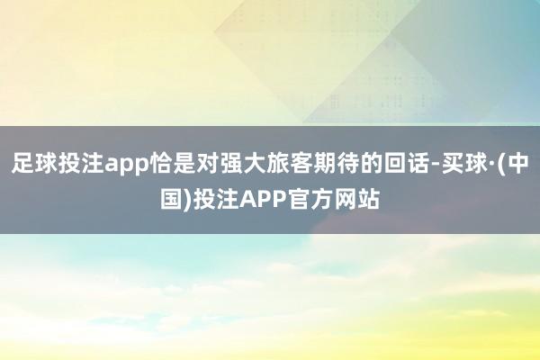 足球投注app恰是对强大旅客期待的回话-买球·(中国)投注APP官方网站