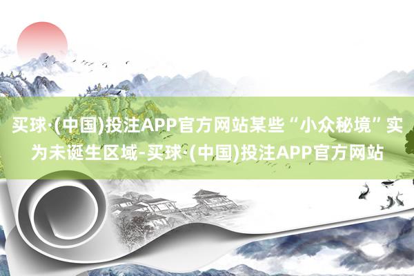 买球·(中国)投注APP官方网站某些“小众秘境”实为未诞生区域-买球·(中国)投注APP官方网站