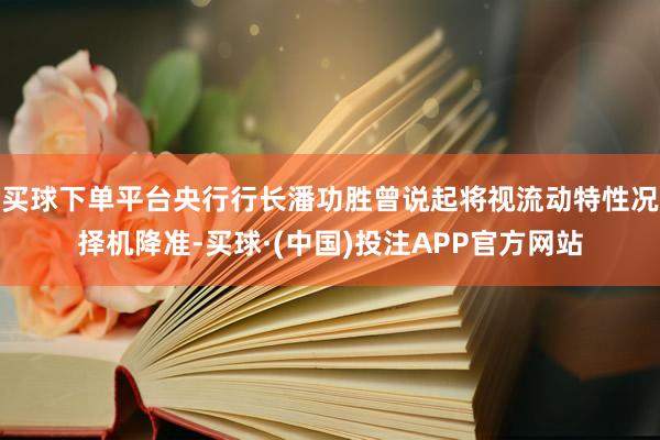 买球下单平台央行行长潘功胜曾说起将视流动特性况择机降准-买球·(中国)投注APP官方网站