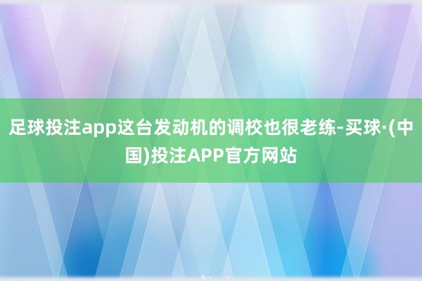 足球投注app这台发动机的调校也很老练-买球·(中国)投注APP官方网站