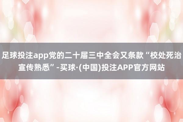 足球投注app党的二十届三中全会又条款“校处死治宣传熟悉”-买球·(中国)投注APP官方网站