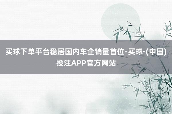 买球下单平台稳居国内车企销量首位-买球·(中国)投注APP官方网站