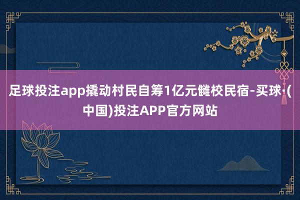 足球投注app撬动村民自筹1亿元雠校民宿-买球·(中国)投注APP官方网站