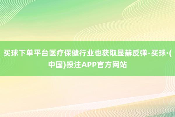 买球下单平台医疗保健行业也获取显赫反弹-买球·(中国)投注APP官方网站