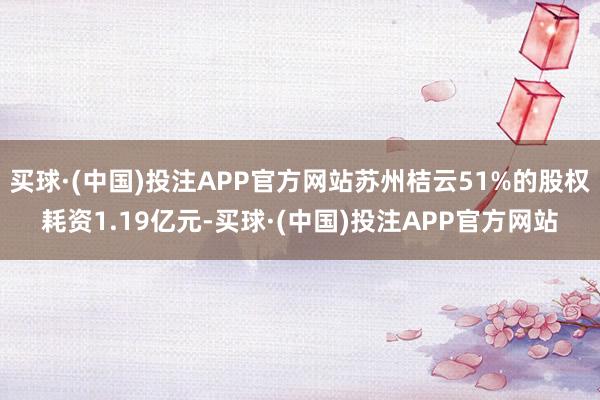 买球·(中国)投注APP官方网站苏州桔云51%的股权耗资1.19亿元-买球·(中国)投注APP官方网站