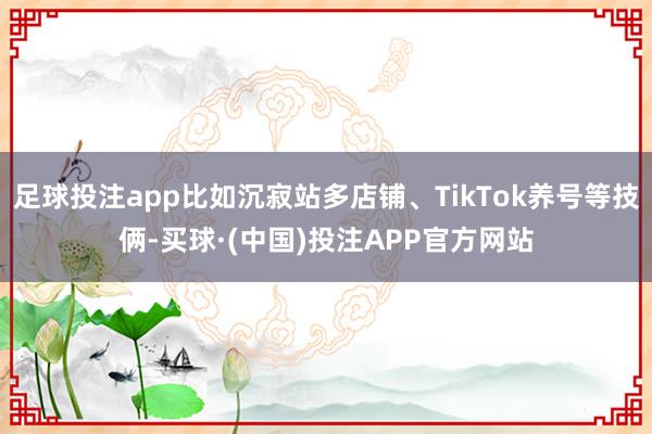 足球投注app比如沉寂站多店铺、TikTok养号等技俩-买球·(中国)投注APP官方网站