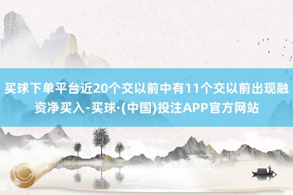 买球下单平台近20个交以前中有11个交以前出现融资净买入-买球·(中国)投注APP官方网站