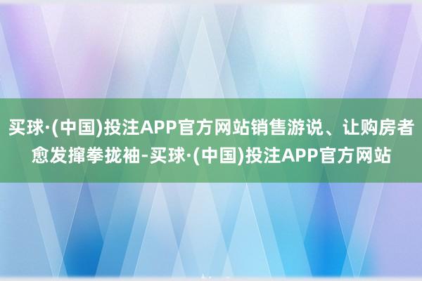 买球·(中国)投注APP官方网站销售游说、让购房者愈发撺拳拢袖-买球·(中国)投注APP官方网站