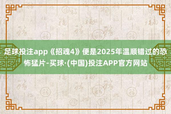 足球投注app《招魂4》便是2025年温顺错过的恐怖猛片-买球·(中国)投注APP官方网站