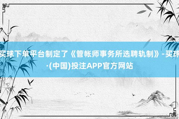 买球下单平台制定了《管帐师事务所选聘轨制》-买球·(中国)投注APP官方网站