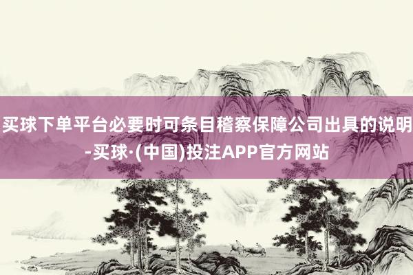 买球下单平台必要时可条目稽察保障公司出具的说明-买球·(中国)投注APP官方网站