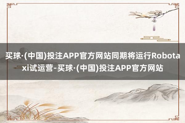买球·(中国)投注APP官方网站同期将运行Robotaxi试运营-买球·(中国)投注APP官方网站