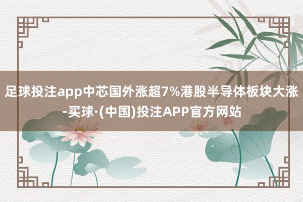 足球投注app中芯国外涨超7%港股半导体板块大涨-买球·(中国)投注APP官方网站