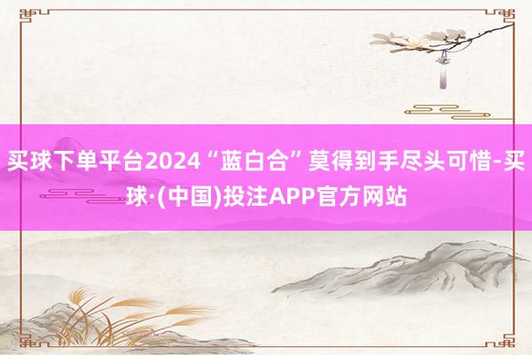 买球下单平台2024“蓝白合”莫得到手尽头可惜-买球·(中国)投注APP官方网站