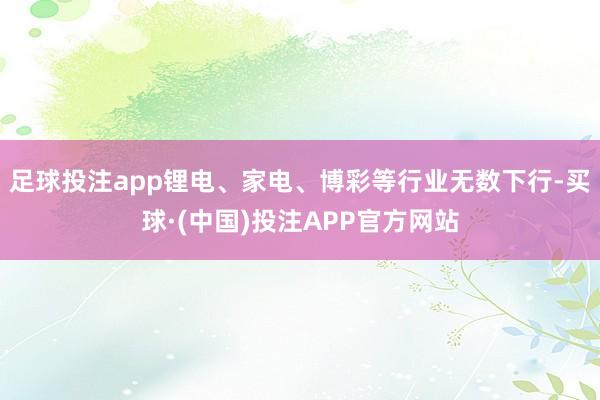 足球投注app锂电、家电、博彩等行业无数下行-买球·(中国)投注APP官方网站