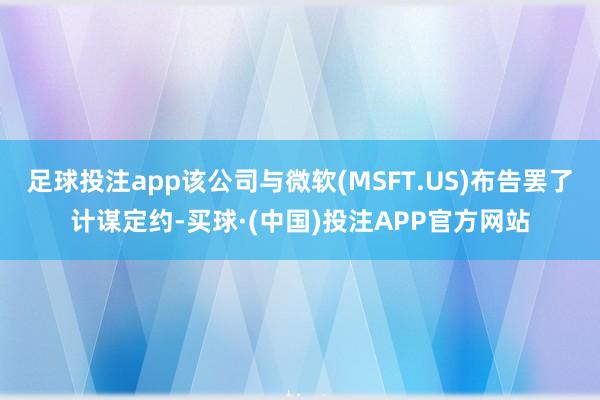 足球投注app该公司与微软(MSFT.US)布告罢了计谋定约-买球·(中国)投注APP官方网站