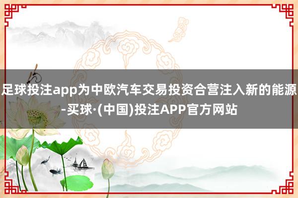 足球投注app为中欧汽车交易投资合营注入新的能源-买球·(中国)投注APP官方网站
