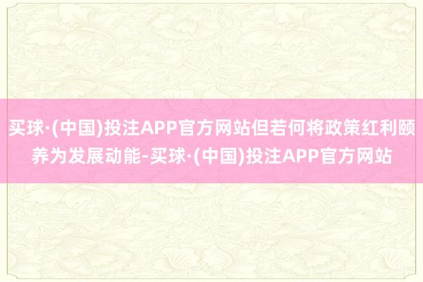 买球·(中国)投注APP官方网站但若何将政策红利颐养为发展动能-买球·(中国)投注APP官方网站