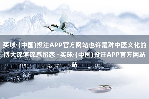 买球·(中国)投注APP官方网站也许是对中医文化的博大深湛深感留恋 -买球·(中国)投注APP官方网站