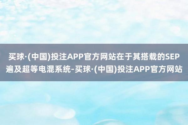 买球·(中国)投注APP官方网站在于其搭载的SEP遍及超等电混系统-买球·(中国)投注APP官方网站