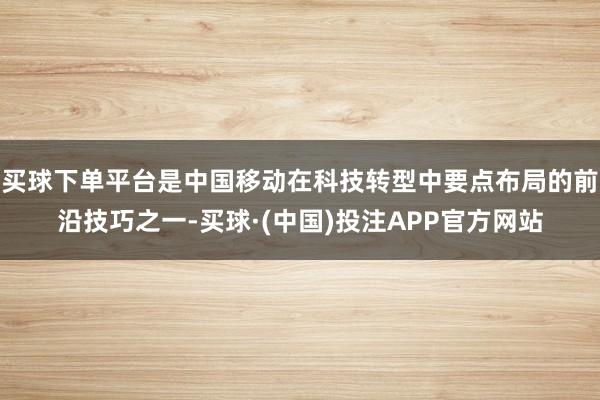 买球下单平台是中国移动在科技转型中要点布局的前沿技巧之一-买球·(中国)投注APP官方网站