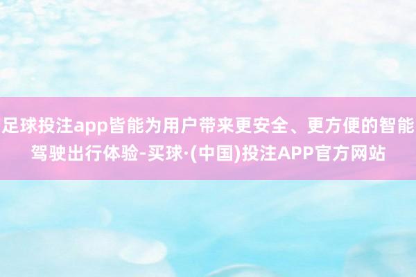 足球投注app皆能为用户带来更安全、更方便的智能驾驶出行体验-买球·(中国)投注APP官方网站