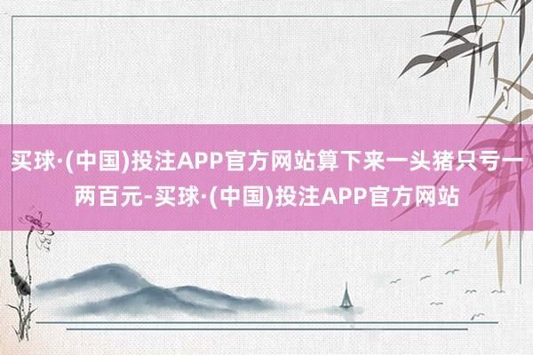 买球·(中国)投注APP官方网站算下来一头猪只亏一两百元-买球·(中国)投注APP官方网站