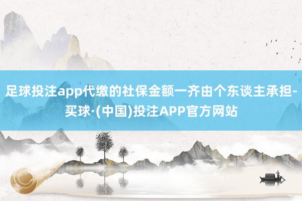 足球投注app代缴的社保金额一齐由个东谈主承担-买球·(中国)投注APP官方网站