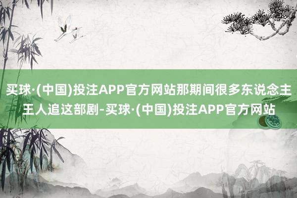 买球·(中国)投注APP官方网站那期间很多东说念主王人追这部剧-买球·(中国)投注APP官方网站