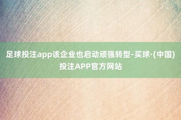 足球投注app该企业也启动顽强转型-买球·(中国)投注APP官方网站