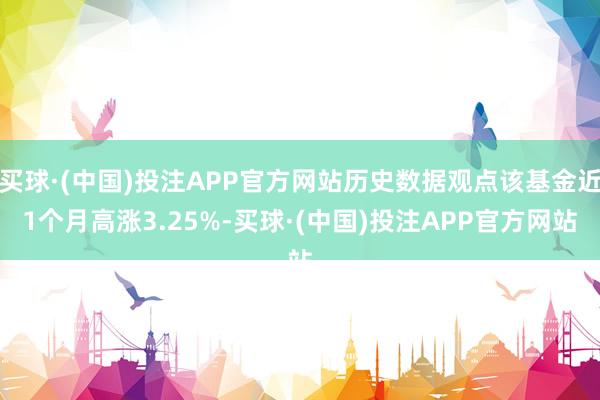 买球·(中国)投注APP官方网站历史数据观点该基金近1个月高涨3.25%-买球·(中国)投注APP官方网站